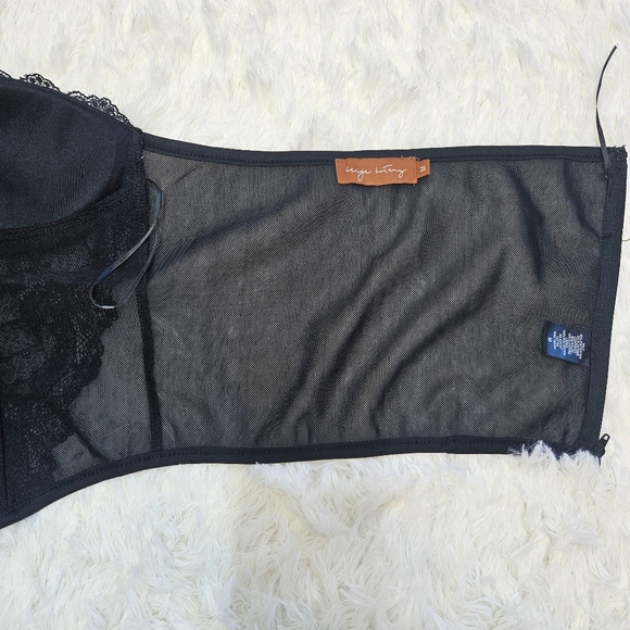 Beige Botany Sheer Lace Corset Tube Top. - Picture 7 of 9